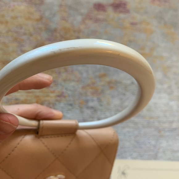 Chanel tan iridescent mini leather lucite ring handle bag - Picture 12 of 14